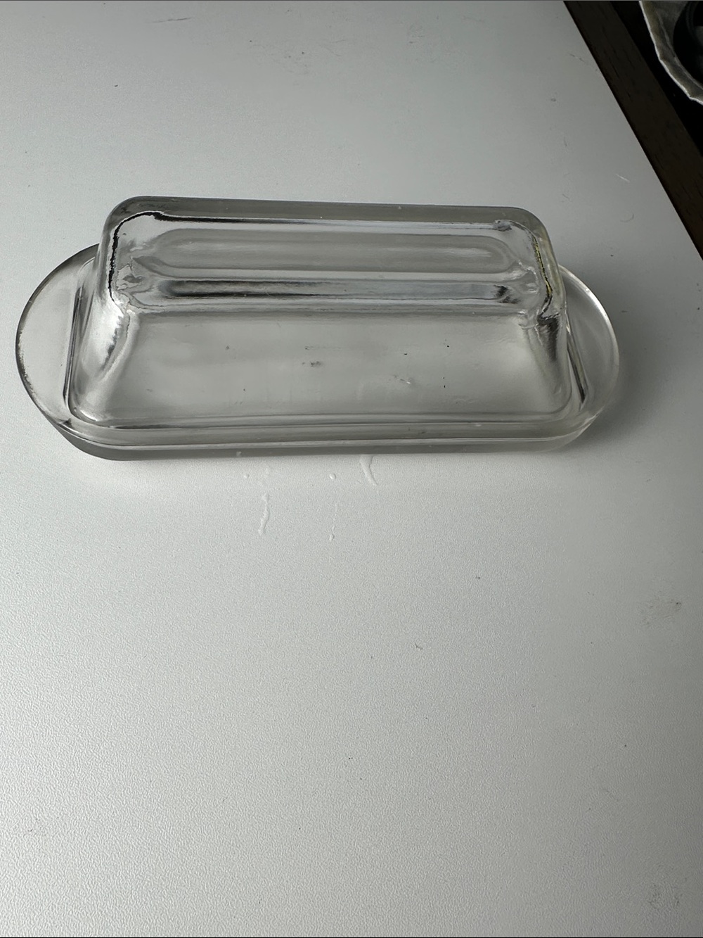 Clear Glass Butter Dish with Lid - Home Kitchen vintage